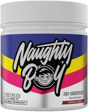 Naughty Boy Cell Swell Technology, Non Stimulant Pre Workout - Pump, Performance & Focus. L-Citrulline 6G, Beta Alanine 3.2G And Added Arginine, 400G - 25 Servings (Tropical Punch)