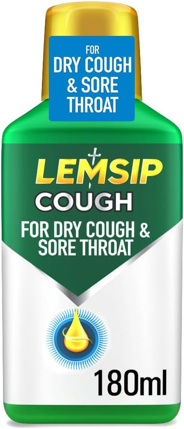 Lemsip Cough Syrup, 180Ml, Catarrh And Mucus Relief, Chesty Cough, Sore Throat, Phlegm And Mucus Remover, Effective Dual Relief, Loosens Mucus, Cough Syrups, Medication