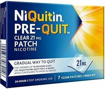 NiQuitin Nicotine Patch - Pre-Quit Patch - 21 mg - 7 Clear Nicotine Patches 1 Week Kit - Stop Smoking Aid - Invisible Nicotine Patches - Gradually Quit Smoking : Amazon.co.uk: Health & Personal Care