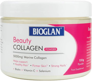 Bioglan Collagen Powder | 5000Mg Marine Collagen Powder | Helps Support Healthy Looking Skin, Hair, Nails | Biotin | Vitamin C | Selenium | Hyaluronic Acid | 151G