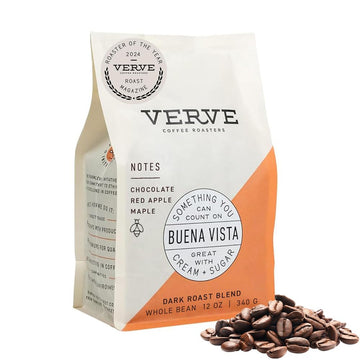 Verve Coffee Roasters Whole Bean Coffee Buena Vista Blend | Dark Roast, Arabica, Direct Trade, Resealable Pouch | Enjoy Hot Or Cold Brew | Ideal For French Press | 12Oz Bag