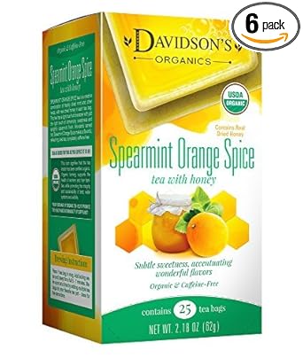 Davidson'S Organics, Spearmint Orange Spice, 25-Count Tea Bags, Pack Of 6