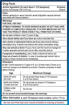 De La Cruz Pure Sodium Bicarbonate - Usp Grade Bicarbonate Of Soda  100% Pure Baking Soda  Aluminum Free Antacid Powder For Heartburn & Indigestion - Packed In Usa, 8 Oz
