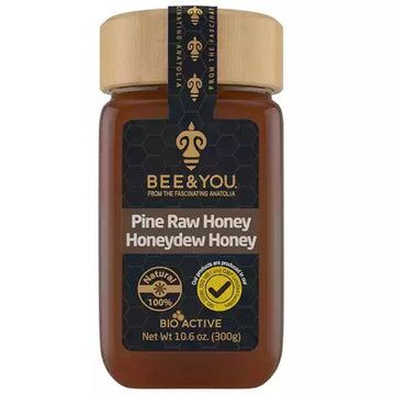 Bee And You Pine Raw Honey, Honeydew Honey, Wild-Crafted, 100% Natural, Unprocessed, Enzymes, Antioxidants, Manuka Honey Alternative, Paleo, Gluten-Free (10.6 Oz)