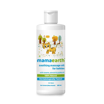 Mamaearth Soothing Massage Oil For Babies | Long Lasting Moisturization With Sesame, Almond & Jojoba Oil | Nourishes & Keeps Skin Soft & Supple | Gentle & Baby Safe | 6.76 Fl Oz/200Ml