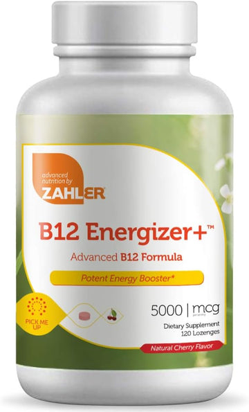 Zahler B12 Energizer, Potent Energy Supplement, Vitamin B12 Methylcobalamin, Certified Kosher, 5000 Mcg, 120 Natural Cherry Flavor Lozenges