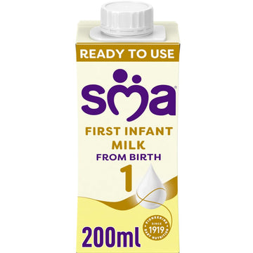 Sma First Infant Baby Milk, Pro From Birth, Ready To Use, Liquid Formula Milk, 200 Ml (Pack Of 12), Packaging May Vary