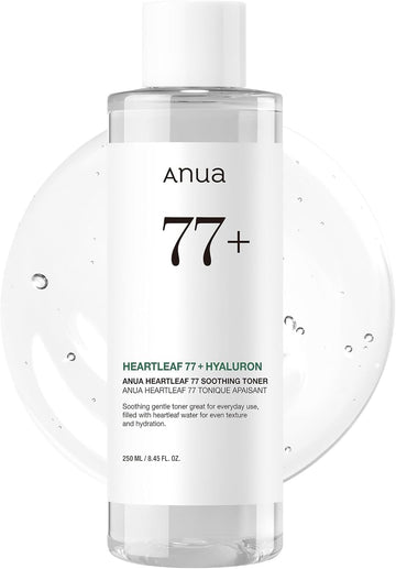 Anua Heartleaf 77 Soothing Toner, Moisturizing & Calming Facial Toner For Glass Skin, Panthenol, Hyaluronic Acid, Hydration For Sensitive Skin, Vegan, Korean Skin Care, 250Ml/8.45 Fl.Oz