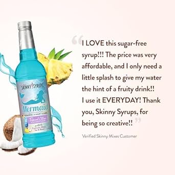New! Jordan'S Skinny Mixes Sugar Free Syrup, Mermaid Flavor, Fruit Flavored Water Enhancer, Drink Mix For Ice Tea, Lemonade & More, Zero Calorie Flavoring, Keto Friendly, 25.4 Fl Oz, 1 Pack