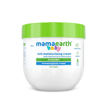 Mamaearth Baby Rich Moisturizing Cream For Dry Skin | 2-In-1 Face & Body Moisturizer | Soothes, Nourishes & Softens Skin | With Almond Oil & Shea Butter | 7.05 Oz/200 G