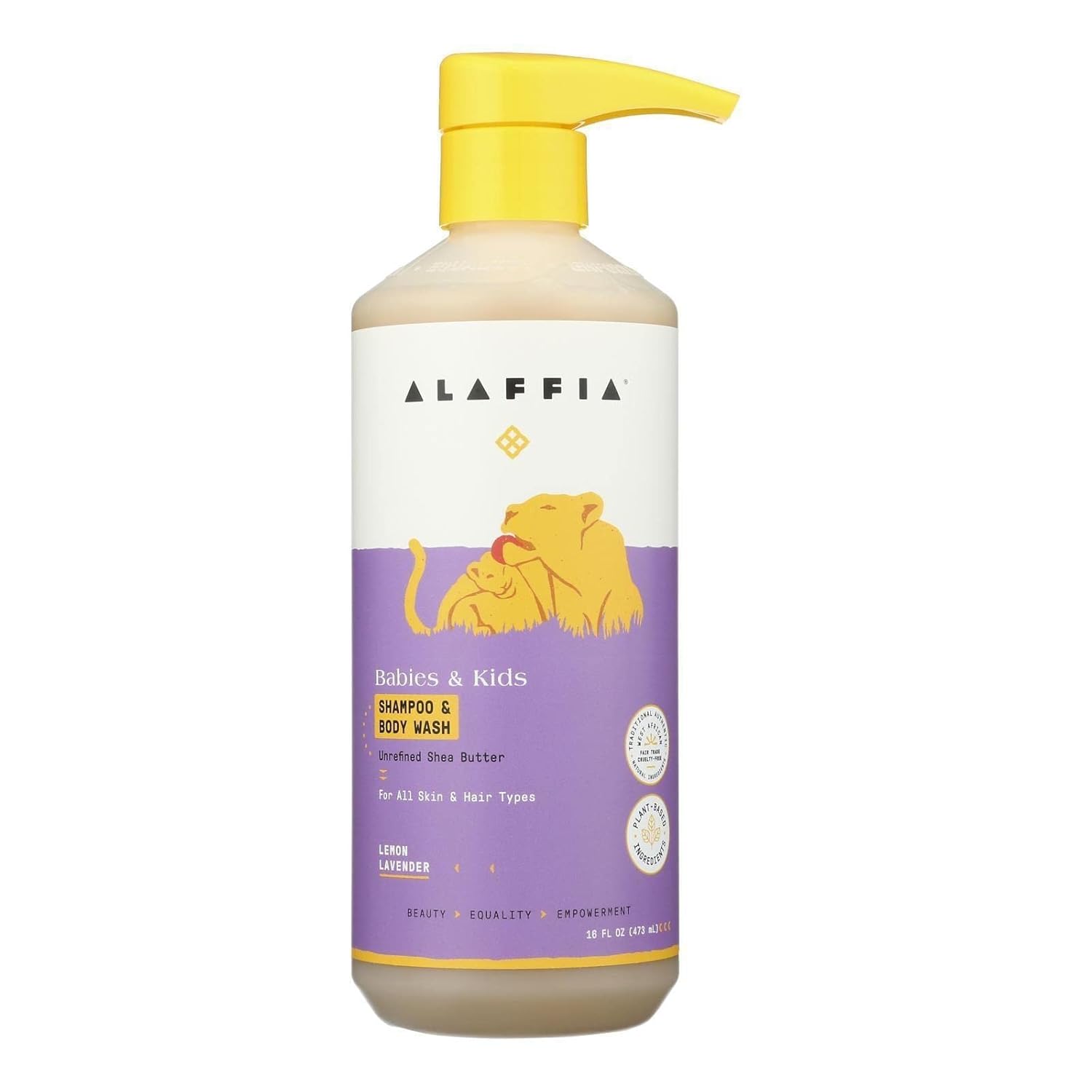 Alaffia Babies And Kids Shampoo And Body Wash, Gentle And Calming Support For Soft Hair And Skin With Shea Butter, Neem, And Coconut Oil, Fair Trade, Lemon Lavender, 16 Fl Oz : Baby