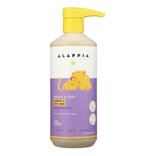 Alaffia Babies And Kids Shampoo And Body Wash, Gentle And Calming Support For Soft Hair And Skin With Shea Butter, Neem, And Coconut Oil, Fair Trade, Lemon Lavender, 16 Fl Oz : Baby