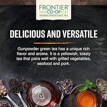 Frontier Co-Op Organic Gunpowder Green Tea Leaves, 1-Pound Bulk, Smokey Green Tea, Maintains Freshness, Kosher, Fair Trade