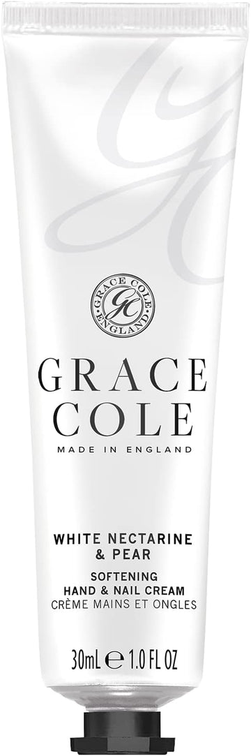 Grace Cole White Nectarine & Pear Moisturising Hand And Nail Cream 30Ml - Essential Oils - Vegan And Cruelty Free, No Sls Or Parabens - Made In England