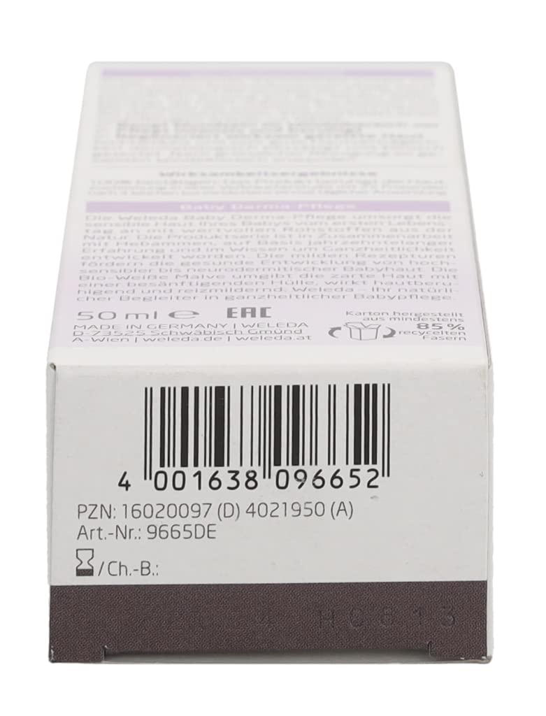 Weleda Baby White Mallow Diaper Care Cream, 1.7 Fluid Ounce, Fragrance Free Plant Rich Protection With White Mallow, Pansy, Sesame And Coconut Oils