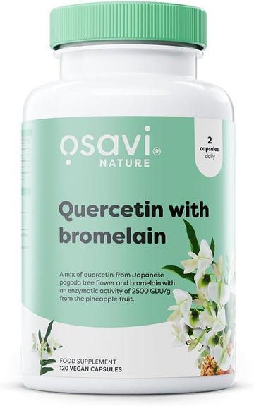 Osavi Quercetin With Bromelain – 120 Vegan Capsules | Flavipure® Quercetin Extracted From Japanese Pagoda Tree & Bromelain From Pineapple | Supports Antioxidant Defense & Immune Health