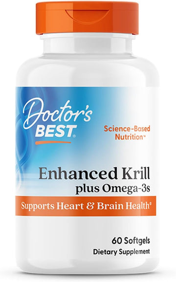 Doctors Best Enhanced Wild Caught Antarctic Krill (Superba2) Plus Omega-3S, Supports Heart & Brain Health, Non-Gmo, Gluten Free 60 Softgels