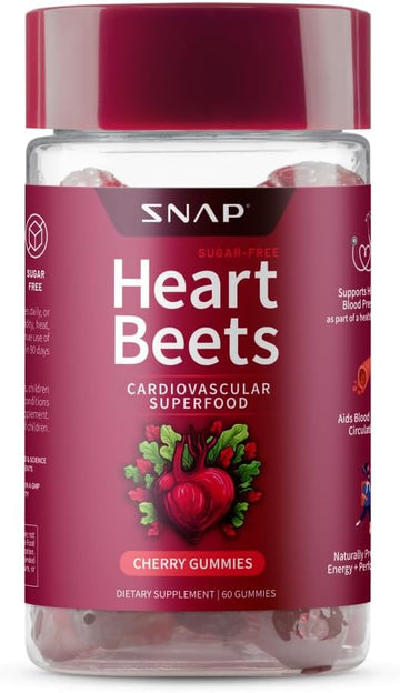 Snap Supplements Heart Beet Gummies, Blood Flow And Blood Circulation Supplements, Heart Health Supplements, 60 Count