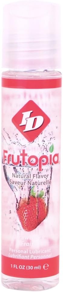 Id Frutopia Strawberry Flavoured Lube & Water Based Lube – 30Ml Pocket Size – Sweet Flavour, Vegan Friendly, Sugar Free, Toy & Condom Safe