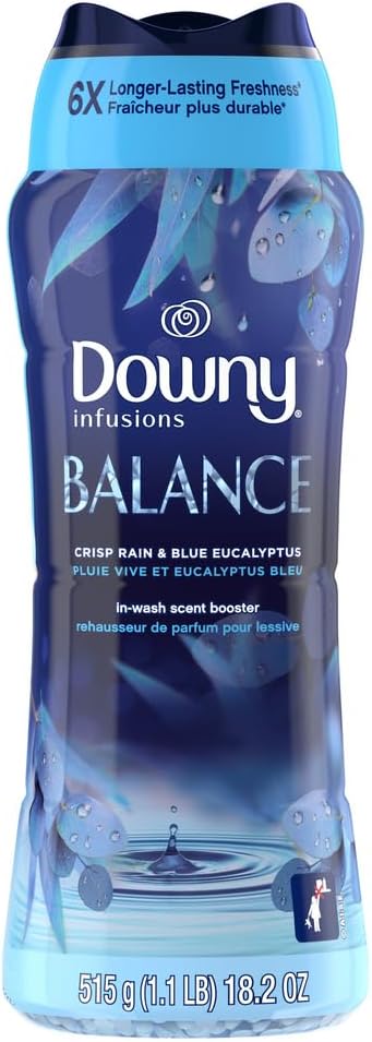Downy Infusions In-Wash Laundry Scent Booster Beads, Balance, Crisp Rain And Blue Eucalyptus, 18.2 Oz
