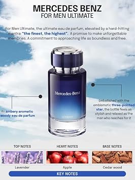 Mercedes Benz Ultimate Eau De Parfum Spray For Men - 4 Fl Oz - Luxury Long Lasting Fragrance With Notes Of Lavender, Apple & Cedar Wood - Perfume For Man