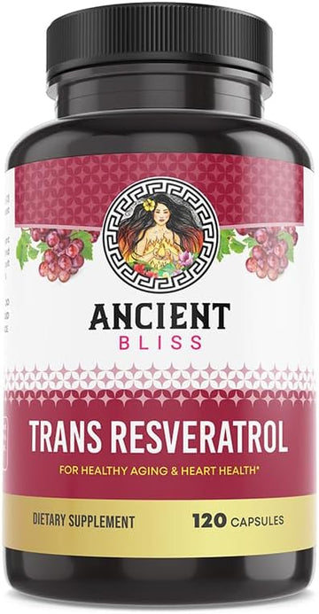 Ancient Bliss Resveratrol Powerful Antioxidant Supplement With Green Tea, Grape Seed Extract, Cardiovascular, Vitality & Immune Support Supplement For Men & Women