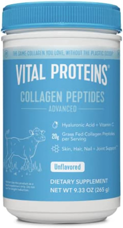 Vital Proteins Collagen Peptides Powder, 9.33 Oz Unflavored + 15 Oz Vanilla Plant Protein Powder