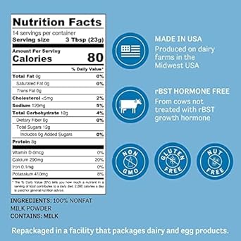 JudeeāS Non-Fat Milk Powder 11.25 Oz - 100% Non-Gmo, Keto-Friendly - Rbst Hormone-Free, Gluten-Free And Nut-Free - Good Source Of Protein And Calcium - Made In Usa