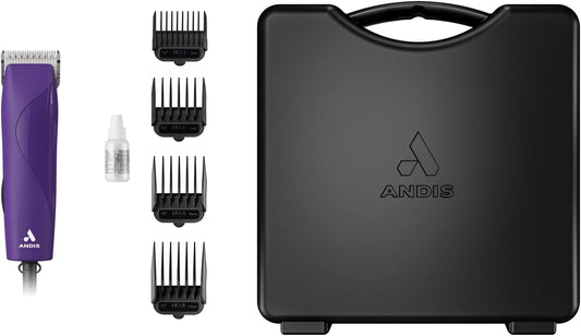 Andis 24820 Easyclip Professional-Animal 7-Piece Detachable Ceramic Blade Clipper Kit, Frustration Free Packaging, Purple