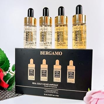 Bergamo / Luxury Gold Collagen & Caviar Wrinkle Care Repair Ampoule Set 13Ml 4Ea /Korean Cosmetics