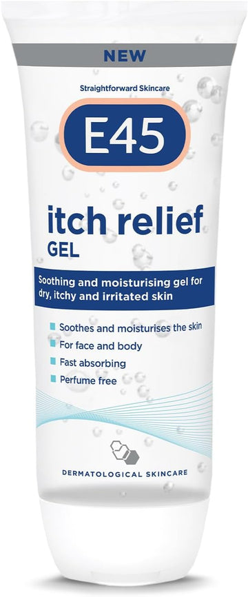 E45 Itch Relief Gel 100ml β Face and Body Gel for Dry Skinm Itchy Skin and Irritated Skin - Cooling Gel to Soothe Itchy Skin - Perfume-Free
