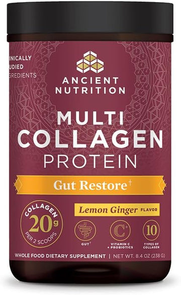 Ancient Nutrition Collagen Powder Protein, Multi Collagen Protein Beauty Within, Guava Passionfruit, With Vitamin C, Hydrolyzed Collagen Peptides Supports Healthy Skin And Nails, 18.3Oz