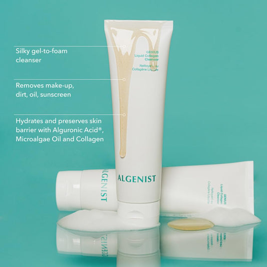 Algenist Genius Liquid Collagen Foaming Facial Cleanser - Hydrating Face Wash & Makeup Remover With Alguronic Acid And Microalgae Oil To Nourish & Restore Skin'S Radiance (150Ml)
