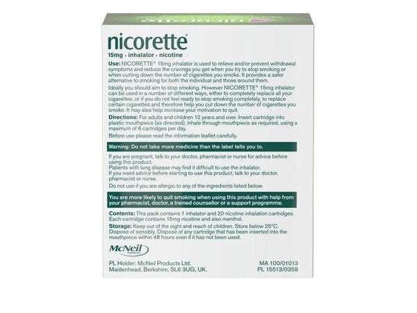 Nicorette® 15Mg Inhalator Nicotine Cartridges (Stop Smoking)