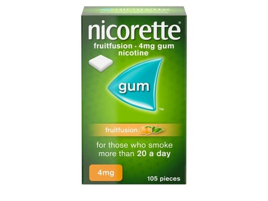 NicoretteĀ® Fruitfusion 4Mg Gum Nicotine 105S (Stop Smoking)