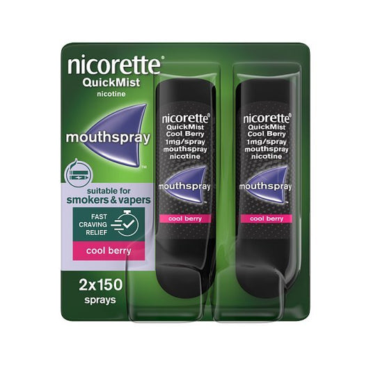 NicoretteĀ® Quickmist Berry 1Mg Mouthspray Duo (Stop Smoking)