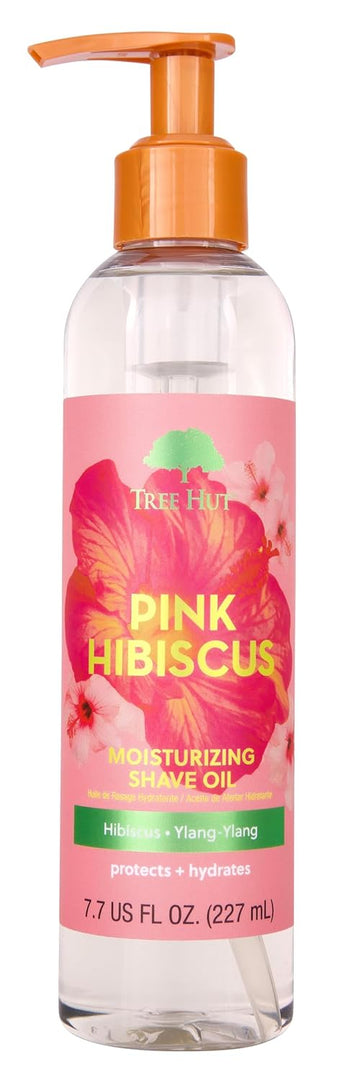 Tree Hut Pink Hibiscus Moisturizing Bare Shave Oil | Made With Soothing Jojoba Oil | Gel-To-Oil Formula Helps Prevent Razor Bumps, Ingrown Hairs, & Skin Irritation | 7.7 Fl Oz