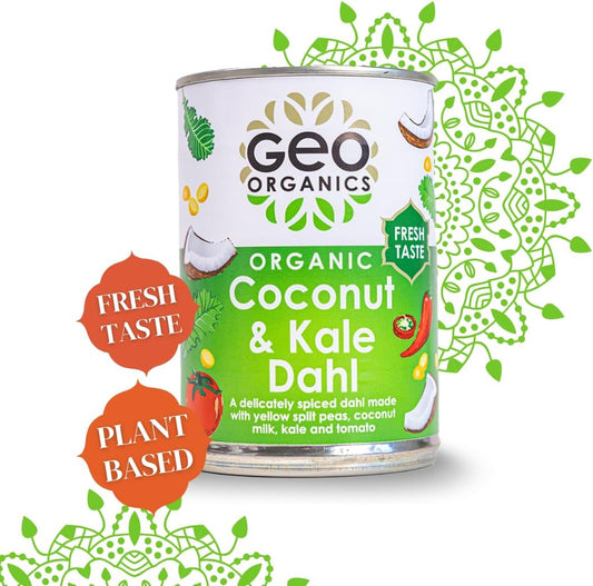 Geo Organics Coconut & Kale Dahl 400G (Pack Of 1) | Authentic Indian Side Dish | Low Sugar & Salt | Certified Organic | Vegan Meals & Gluten-Free Food | Mild Spice Level