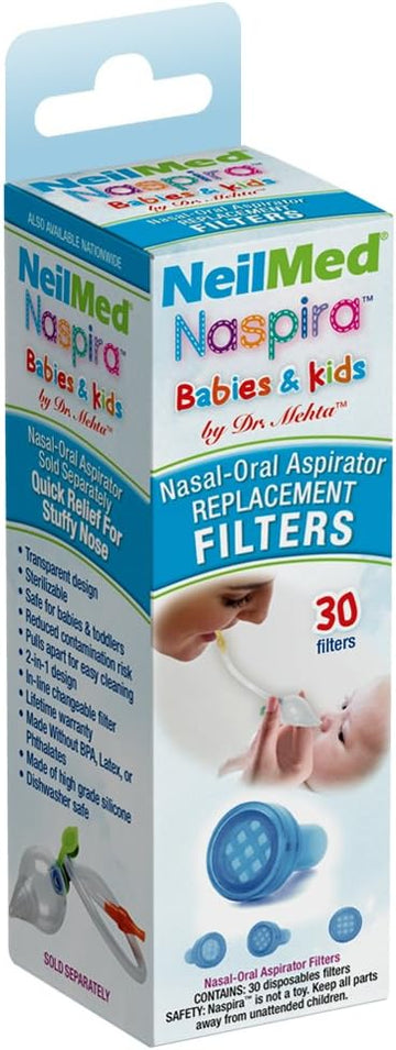 NeilMed Naspira Filter Replacements, Blue, 30 Count