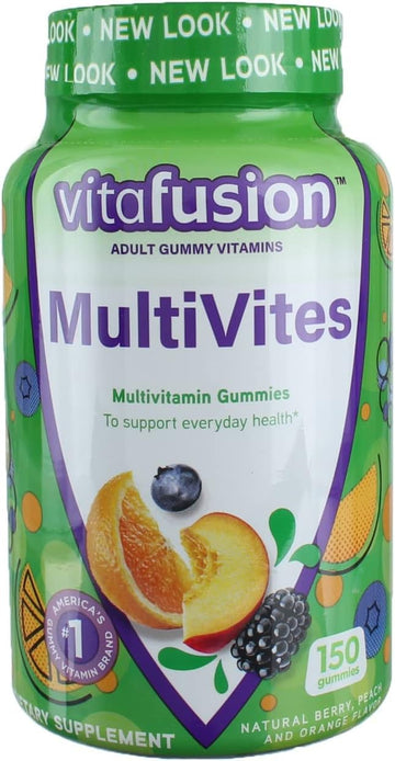 Vitafusion Multivites Gummies Vitamins For Adults Berry, Peach And Orange - 150 Ct, Pack Of 6