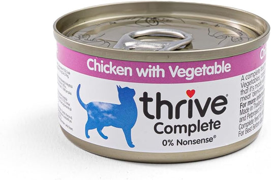 Thrive Wet Cat Food Chicken With Vegetables Complete Food For Adult & Senior Cats Nutritious Gourmet Quality Cat Food Tins Hypoallergenic 75G 6Pk