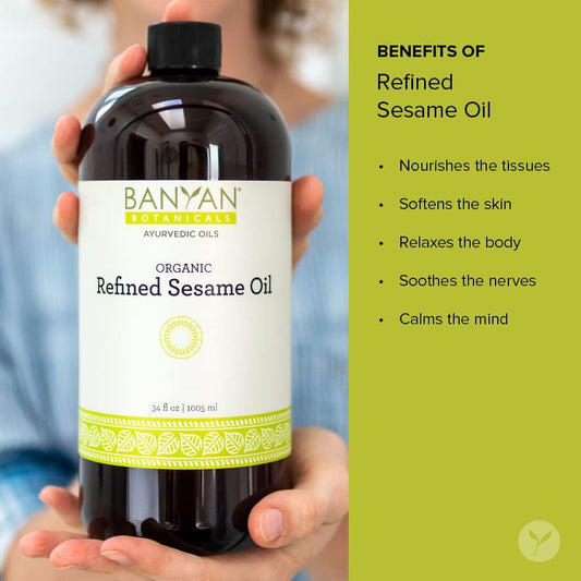 Banyan Botanicals Refined Sesame Oil - Usda Organic, 128 Oz - Unscente