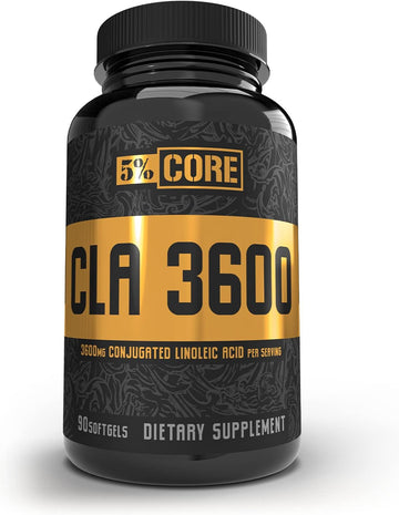 5% Nutrition Core Cla Supplement For Weight Loss, Metabolism Support & Muscle Preservation | 3,600 Mg Of Conjugated Linoleic Acid From 4,500 Mg Of Safflower Oil (30 Servings / 90 Softgels)