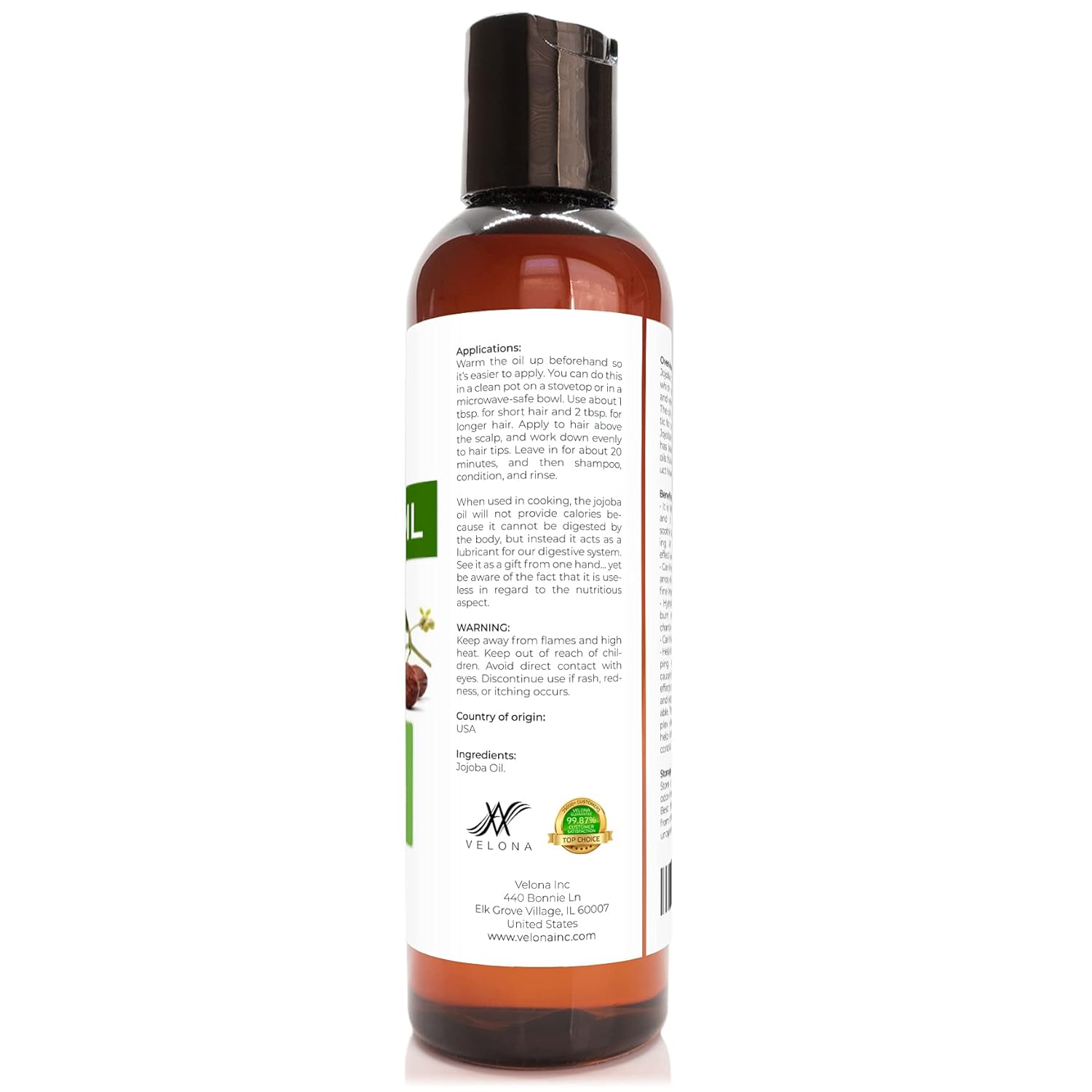 velona Jojoba Oil 4 oz | 100% Pure and Natural Carrier Oil | Clear, Refined, Cold Pressed | Moisturizing Face, Hair, Body and Skin Care | Use Today - Enjoy Results : Beauty & Personal Care