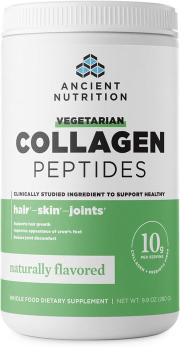 Ancient Nutrition Vegetarian Collagen Peptides, Collagen Peptides Powder, Collagen Powder With Natural Flavor, Prebiotics And Probiotics, Supports Healthy Skin, Hair, Joints, Digestion, 28 Servings