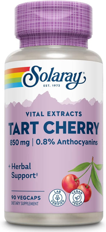 Solaray Tart Cherry Fruit Extract 425Mg | Supports Healthy Uric Acid Levels W/Antioxidants & Anthocyanins | Non-Gmo & Vegan | 90 Vegcaps