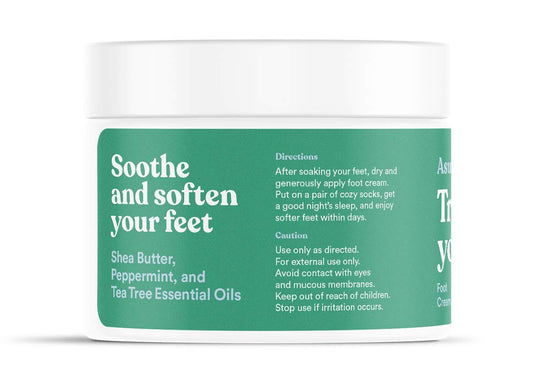 ASUTRA Treat your Feet Foot Cream, 3.4 fl.oz | Rich Lotion for Dry, Cracked Feet | Peppermint & Tea Tree Essential Oils for Healthy Feet
