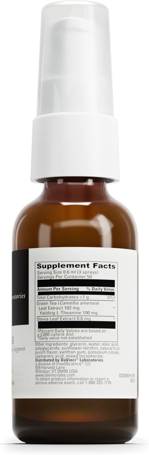 Davinci Labs Liposomal L-Theanine - Dietary Supplement To Support Stress Management, Concentration, Focus And Relaxation* - Vegetarian - Gluten And Soy-Free - Dairy-Free - 30 Ml