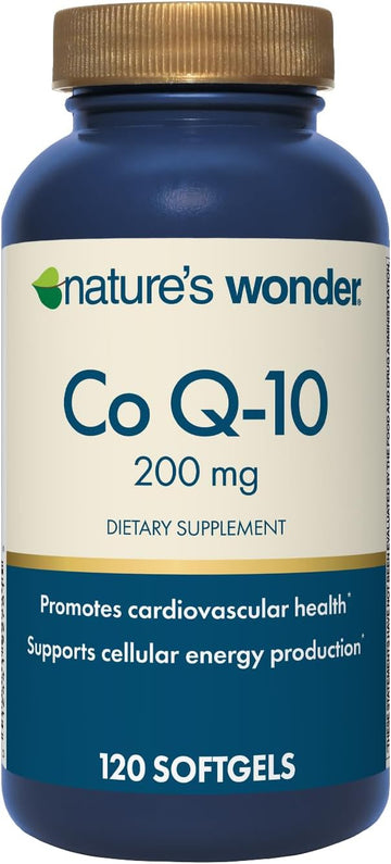 Nature'S Wonder Coq10 Supplement - Coq10 200Mg Softgels To Support Heart Health, Cardiovascular Function, And Cellular Energy Production, 120 Softgels, 120 Days Supply