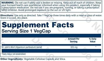Solaray St Johns Wort 325Mg Whole Aerial |Brain Health Support | Non-Gmo, Vegan Lab Verified (100 Count) | Pack Of 2